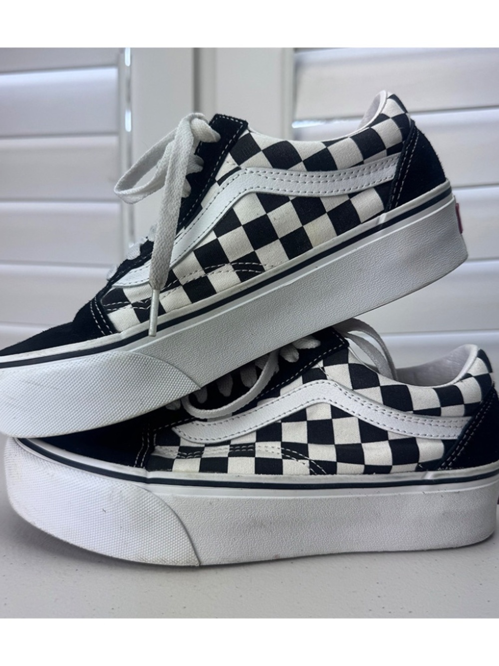 VANS Old Skool Black White Checkerboard Canvas Lace Up Sneakers: Men 5.5 Women 7 - Picture 5 of 10